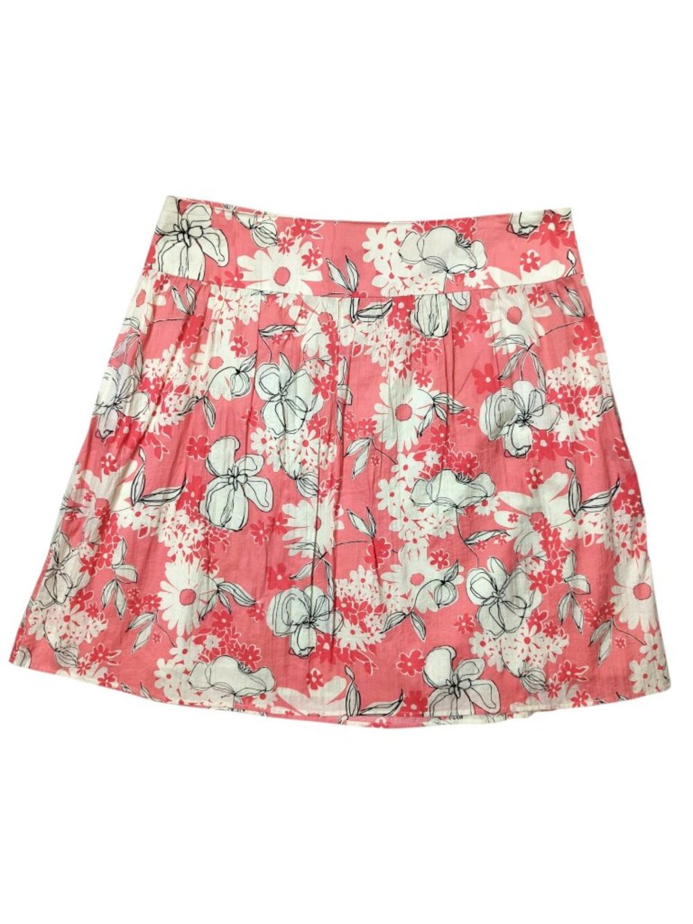 Sandra Darren Skirt Size 20W Pink Cream Black Floral Mid Length